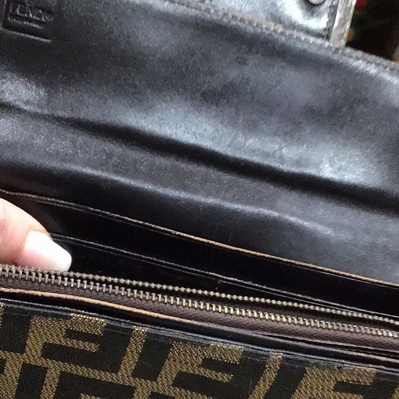 Fendi Wallet Silver Buckle Zucca Leather Long Wallet EUC - Picture 10 of 12